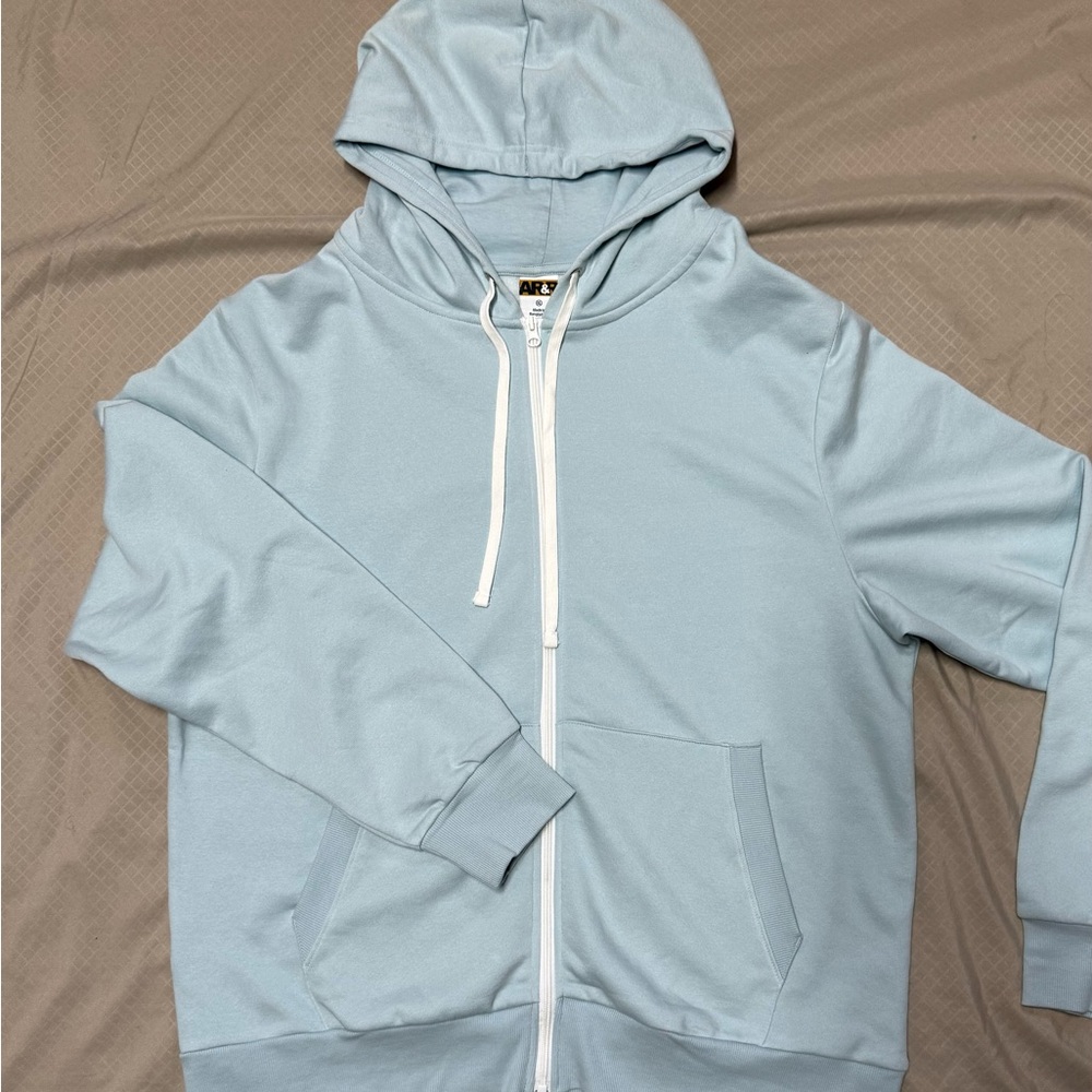 Men's Sky Blue Zip-Up Hoodie